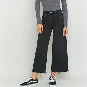 BDG | High Waisted Black Wide Leg Raw Hem Jeans
